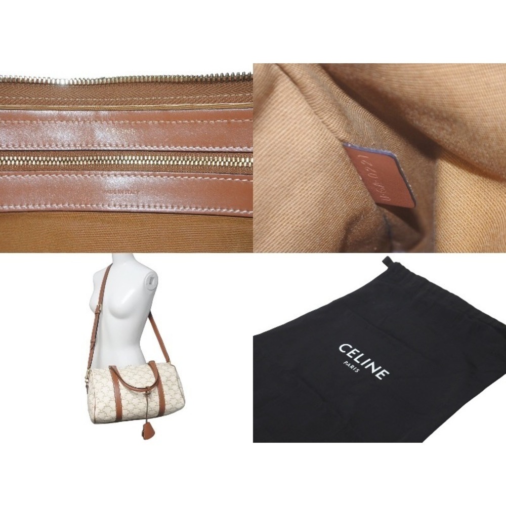 Celine Triomphe Brown White Leather Handbag - Picture 8 of 8